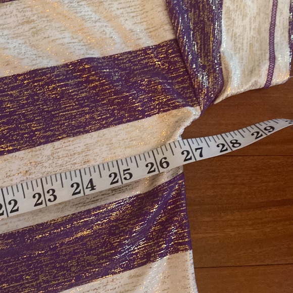 Bon Worth NWT Womens Purple, Cream & Gold Striped Short Sleeve Top - Size LP - Picture 16 of 16